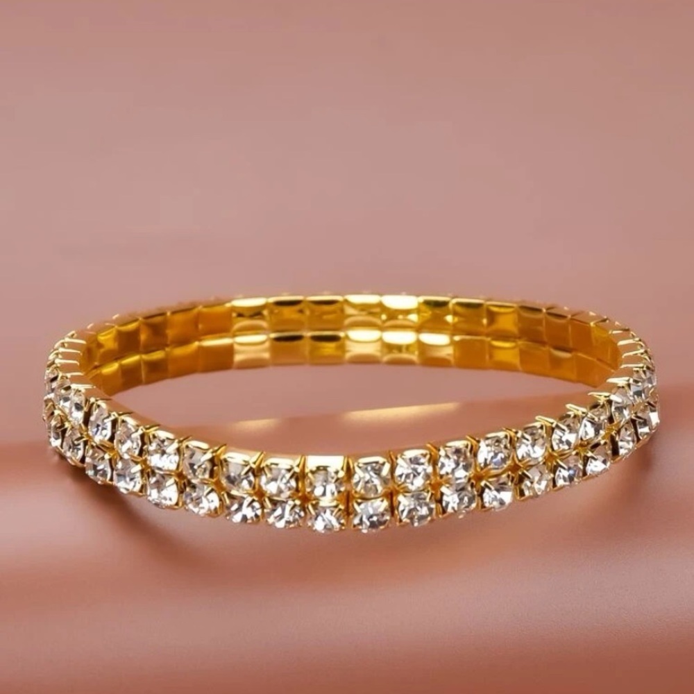 Glamorous Gold/Silver Rhinestone Bracelet - Picture 3 of 12